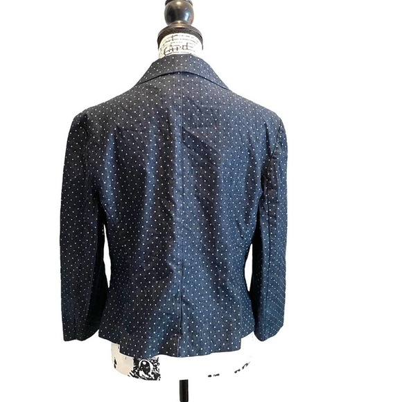 Cynthia Rowley Denim Chambray Blue Jean Blazer Jacket Size XL Polka Dot Preppy - Picture 4 of 10